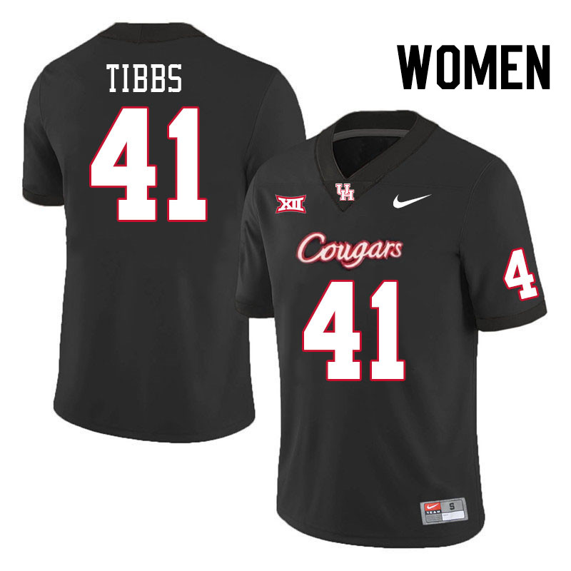 Women #41 Zavian Tibbs Houston Cougars College Football Jerseys Stitched-Black